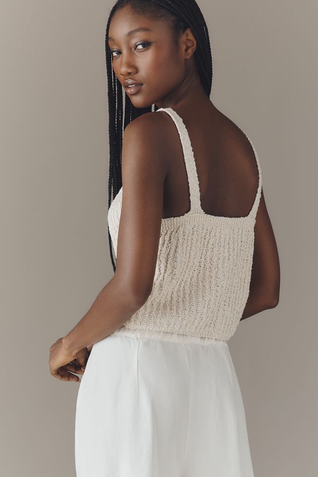 Pilcro Stitchy V-Neck Cotton Sweater Tank | Anthropologie