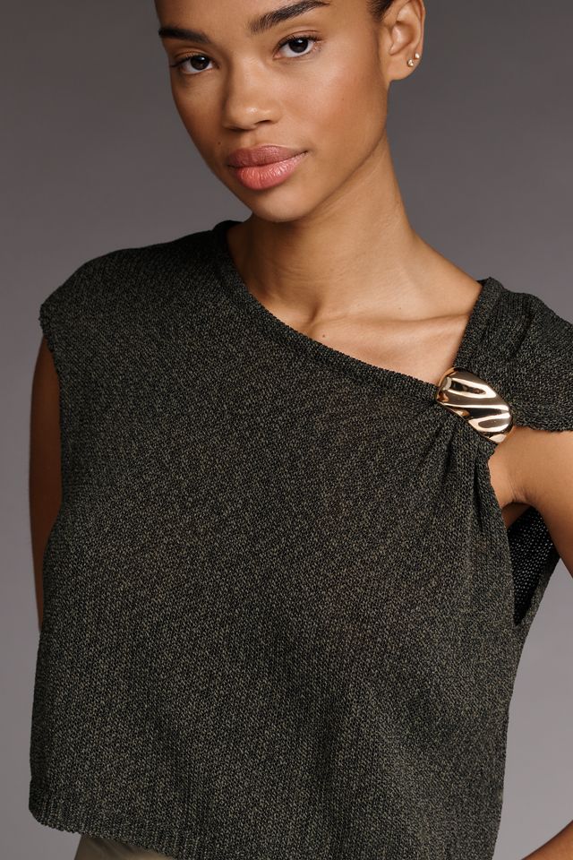 By Anthropologie Asymmetric Hardware Sweater Tank #2