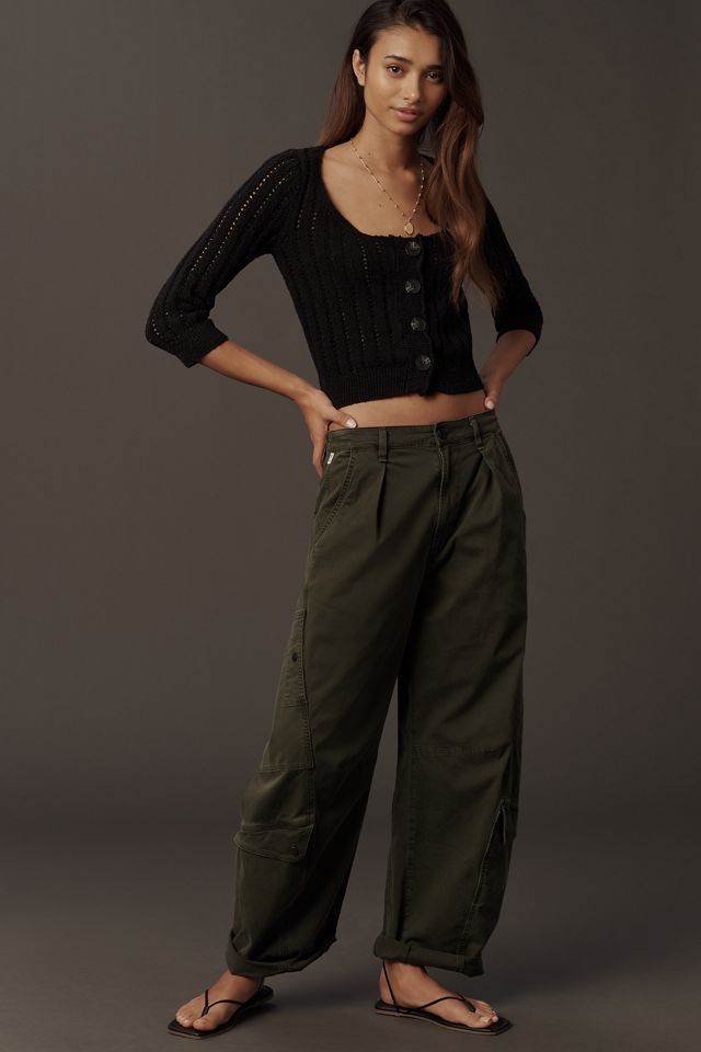 Pilcro Cotton Scoop-Neck Stitched Cardigan #3