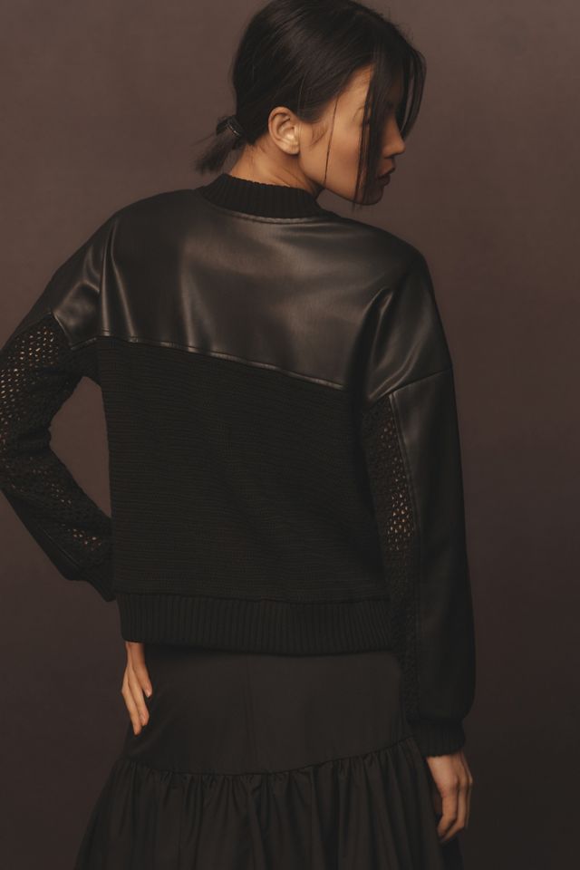 By Anthropologie Crochet Bomber Cardigan Sweater #1