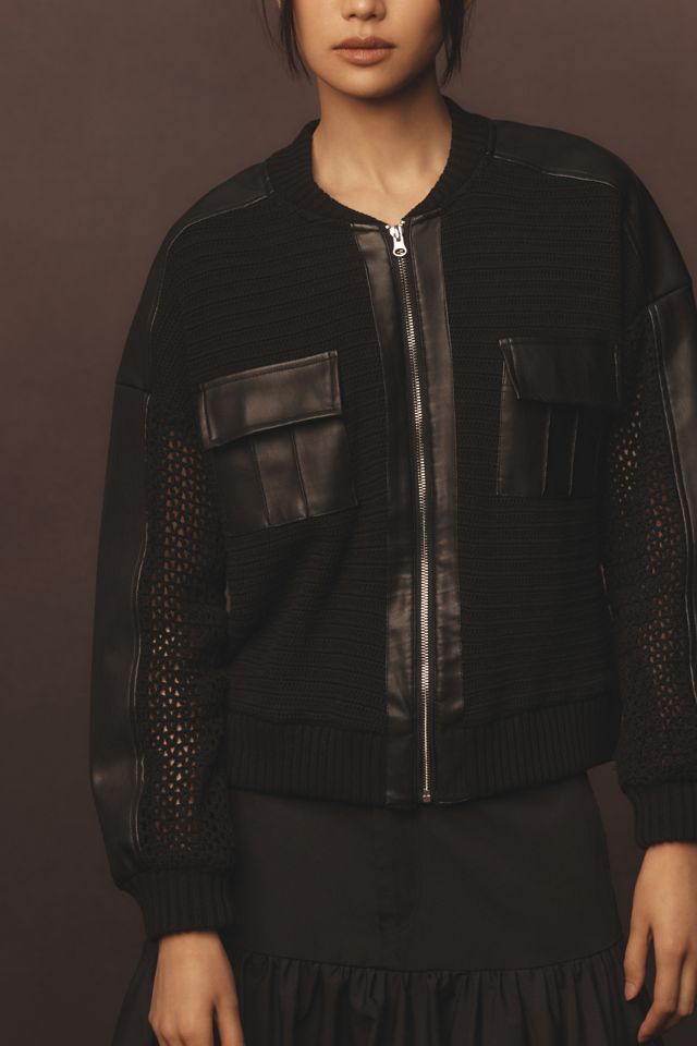 By Anthropologie Crochet Bomber Cardigan Sweater #3