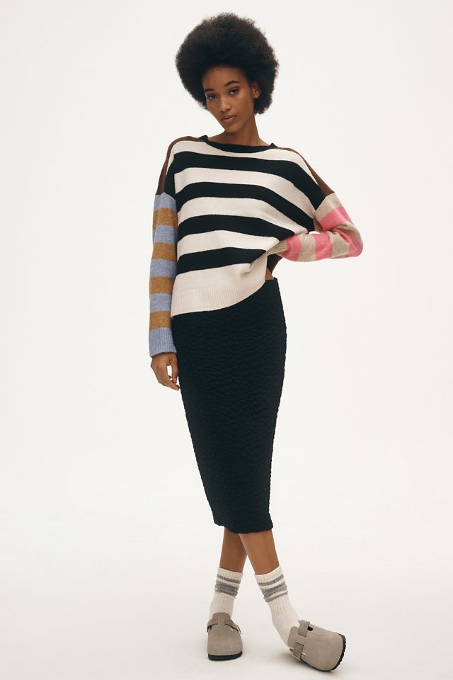 By Anthropologie Crew-Neck Colorblock Striped Sweater #3