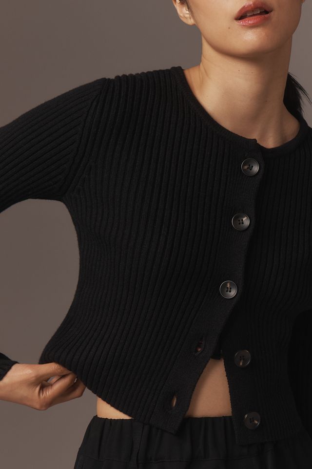 By Anthropologie Faux-Fur Collared Cardigan Sweater #3
