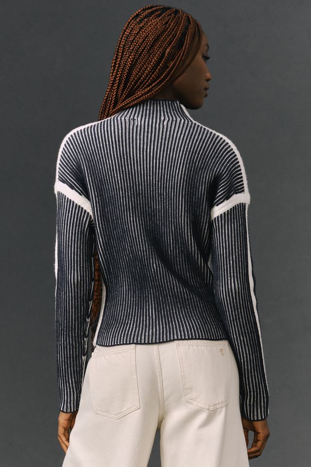By Anthropologie Mock-Neck Striped Sweater #1