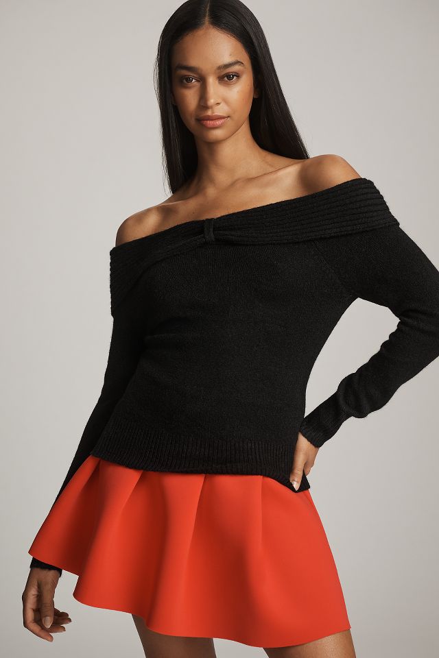 By Anthropologie Bow Off The Shoulder Sweater