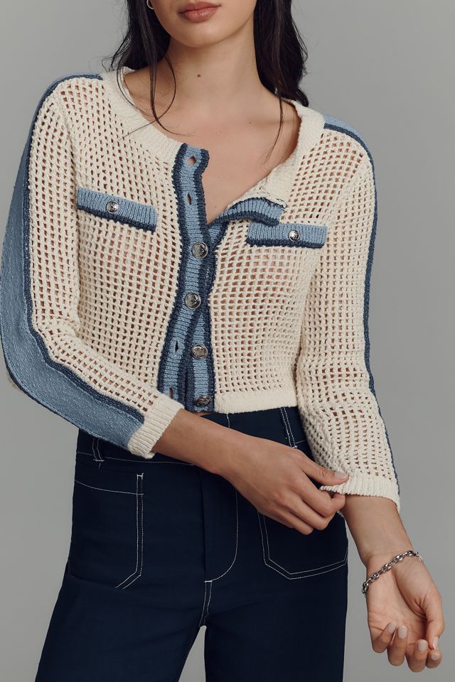 Central Park West Open-Knit Cardigan Sweater #2