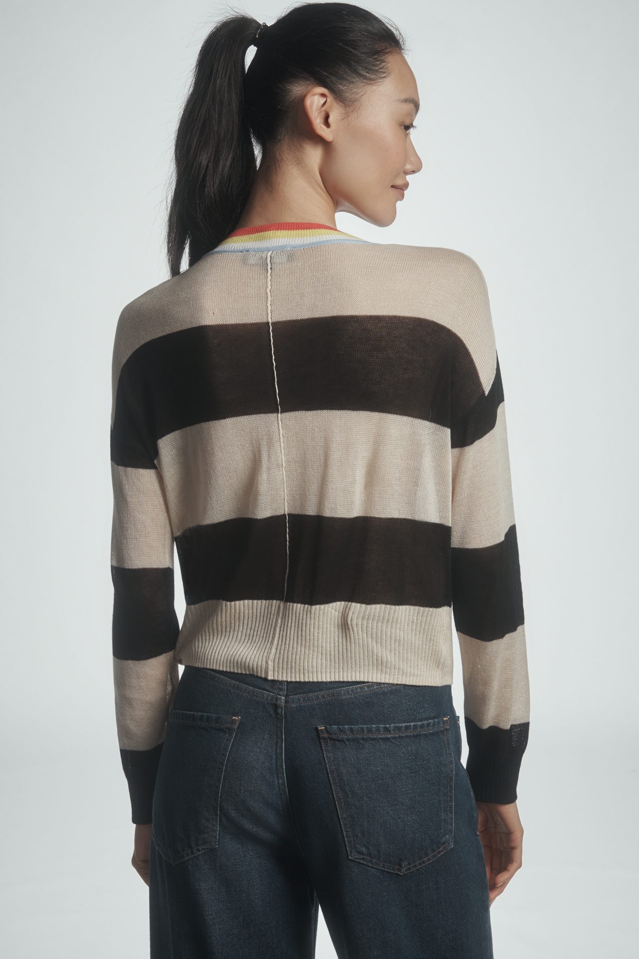 Central Park West Liana Crew-Neck Striped Sweater