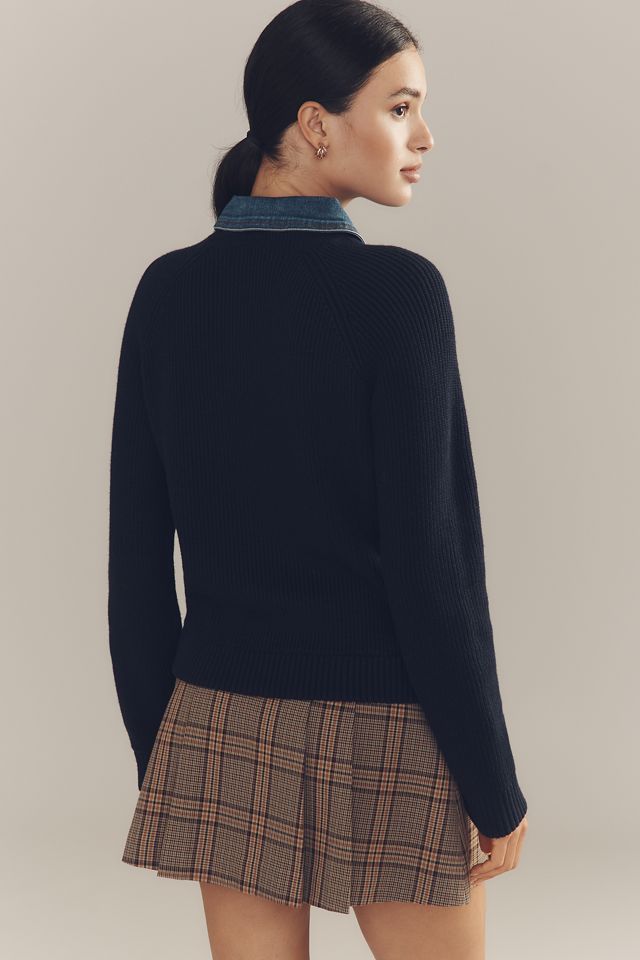 By Anthropologie Denim-Collar Polo Sweater #3