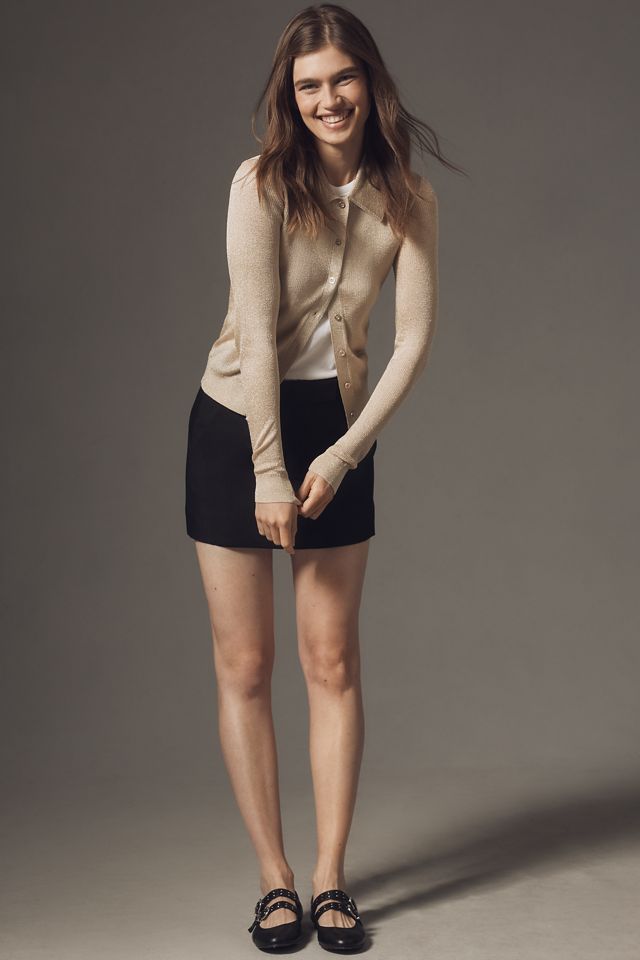 Central Park West Sheer Ribbed Cardigan Sweater #1