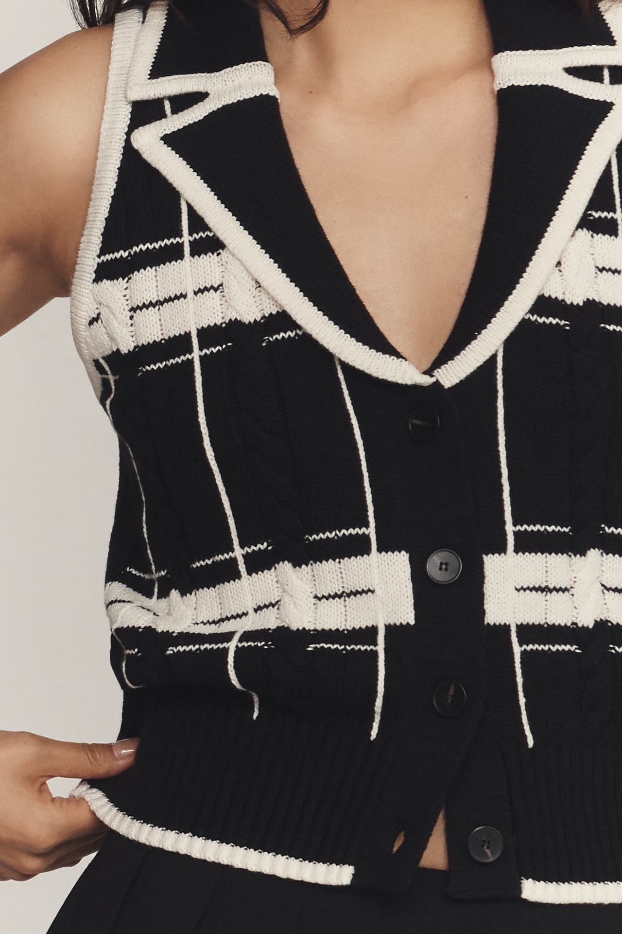 Central Park West Collared V-Neck Sweater Vest