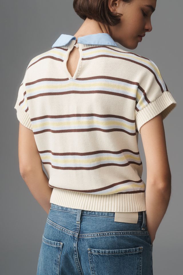 Central Park West Chloe Oxford Short-Sleeve Sweater #2