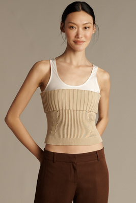 Goldie Foldover Layered Sweater Tank Top