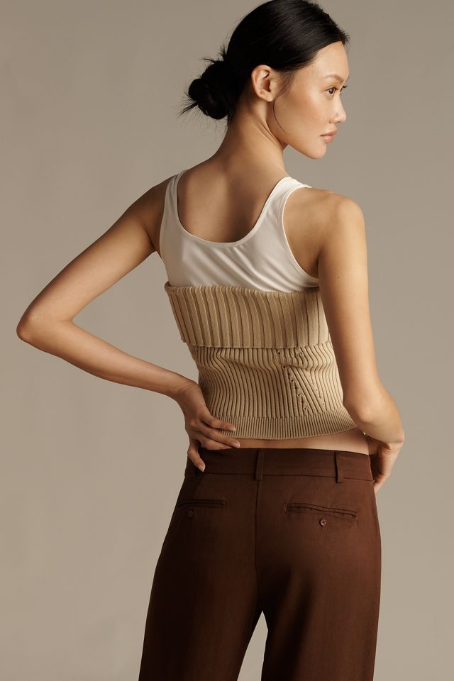 Central Park West Goldie Foldover Layered Sweater Tank #1