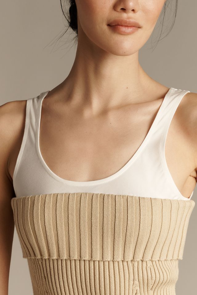 Central Park West Goldie Foldover Layered Sweater Tank #3