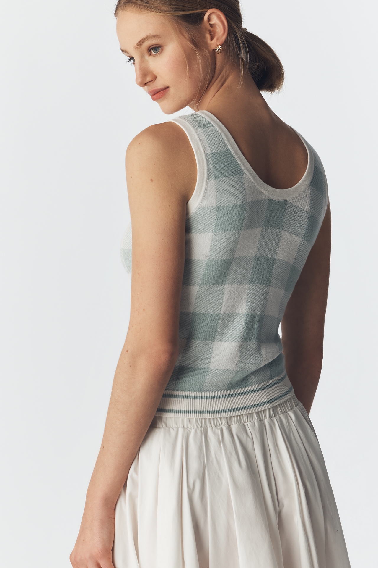 Central Park West Laurel Gingham Sweater Tank