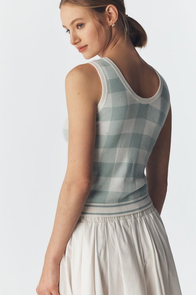 Central Park West Laurel Gingham Sweater Tank #1