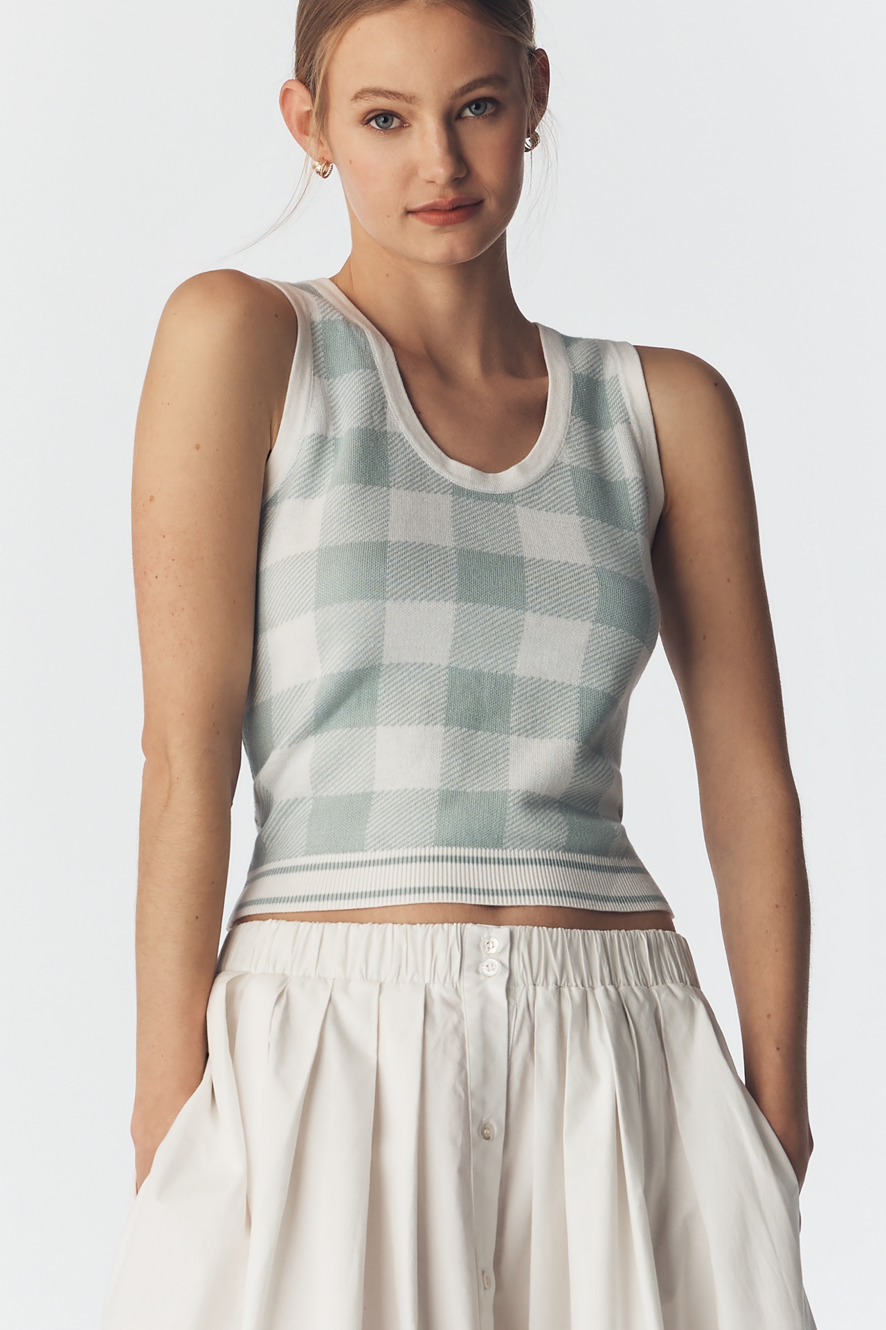 Central Park West Laurel Gingham Sweater Tank