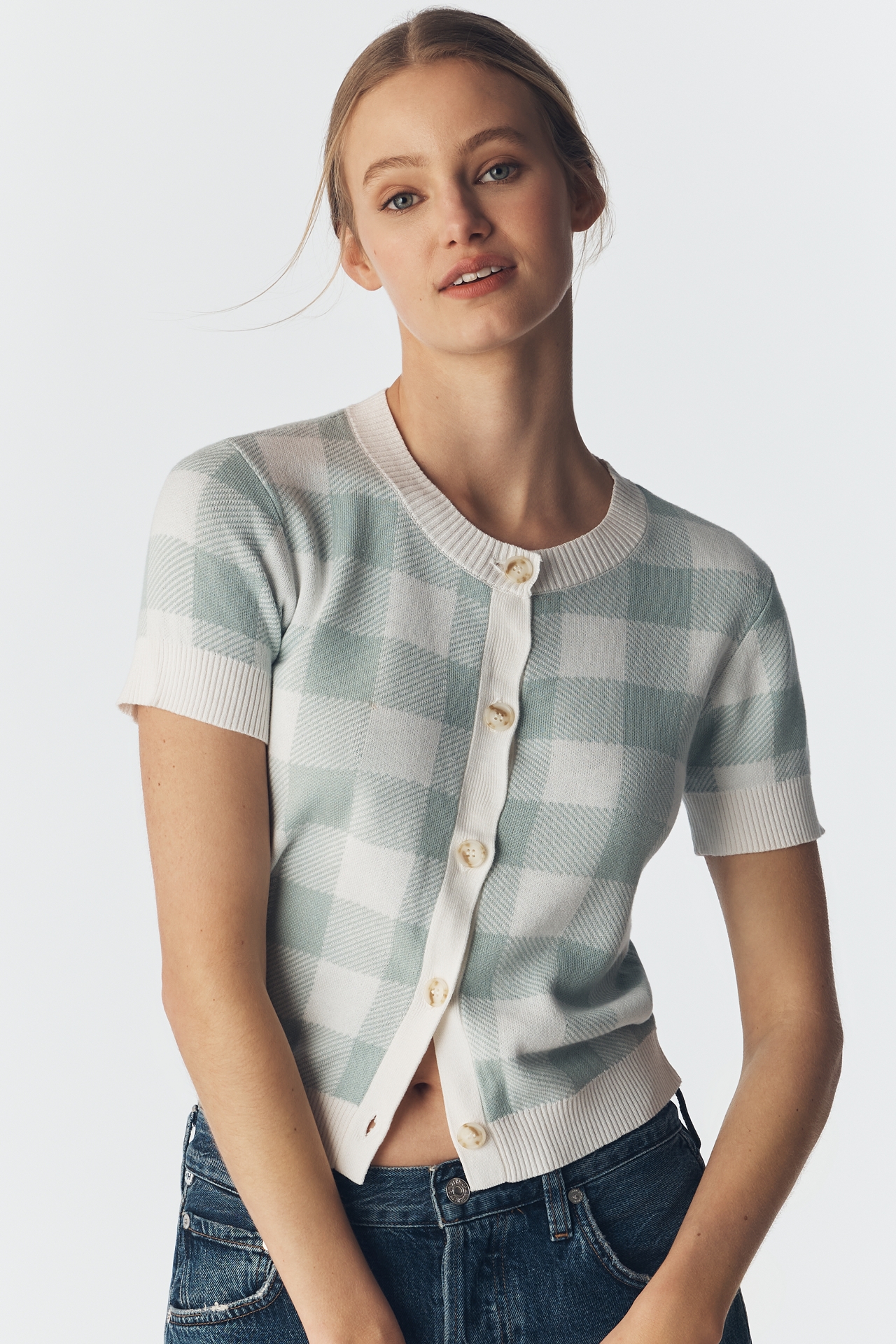 Central Park West Laurel Jacquard Buttondown Sweater