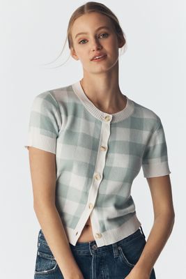Central Park West Laurel Jacquard Buttondown Sweater