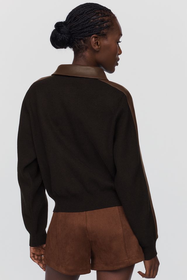 By Anthropologie Faux-Leather Paneled Sweater #1