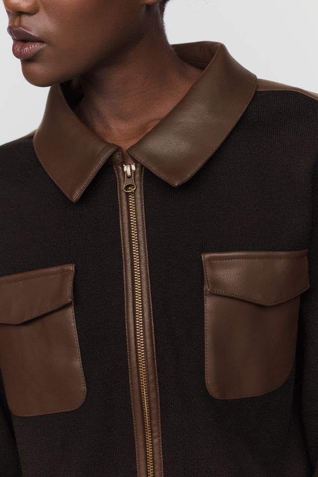 By Anthropologie Faux-Leather Paneled Sweater #4