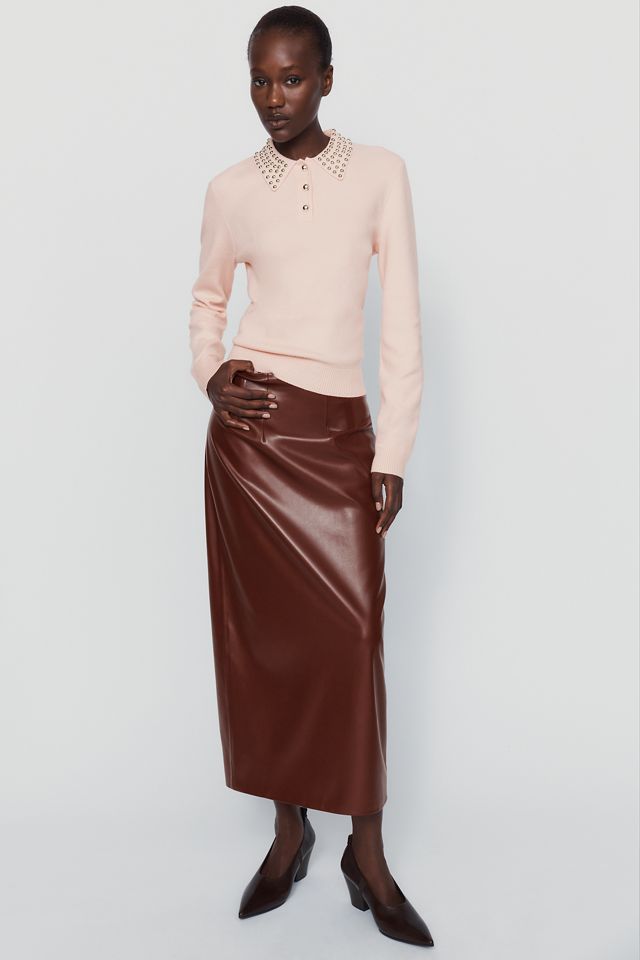 By Anthropologie Studded Long Sleeve Polo Shirt  #3