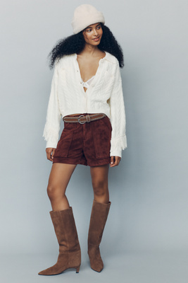 Central Park West Fringe Cable Knit Cardigan by Anthropologie