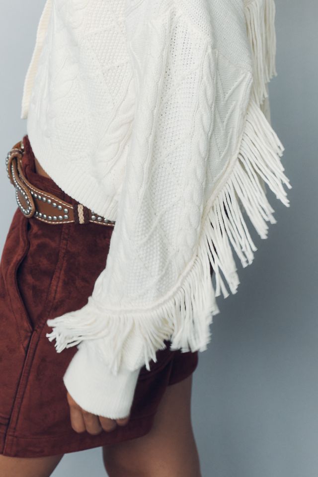Central Park West Fringe Cable Knit Cardigan #2