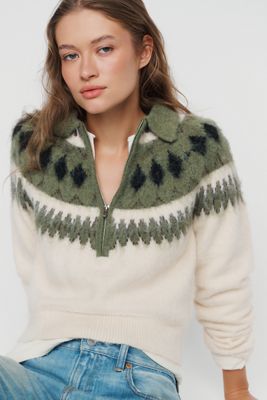 Susana Monaco Wool Blend Fair Isle Pullover