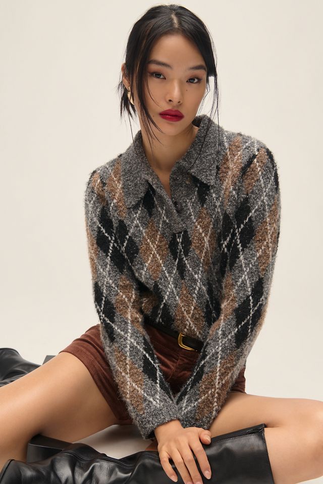 Grey Lab Collared Argyle Sweater #1