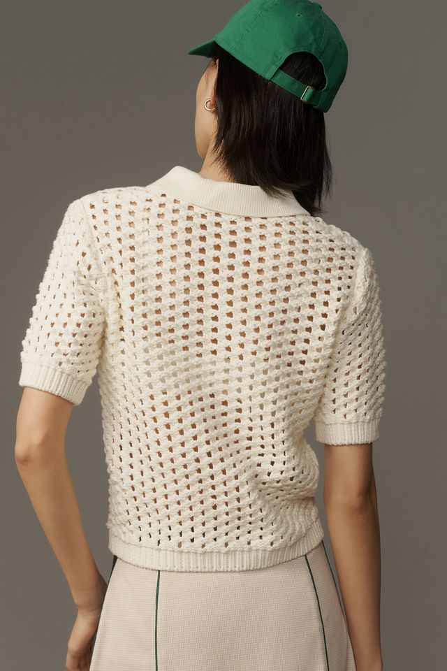 Grey Lab Collared Mesh Sweater Tee #1