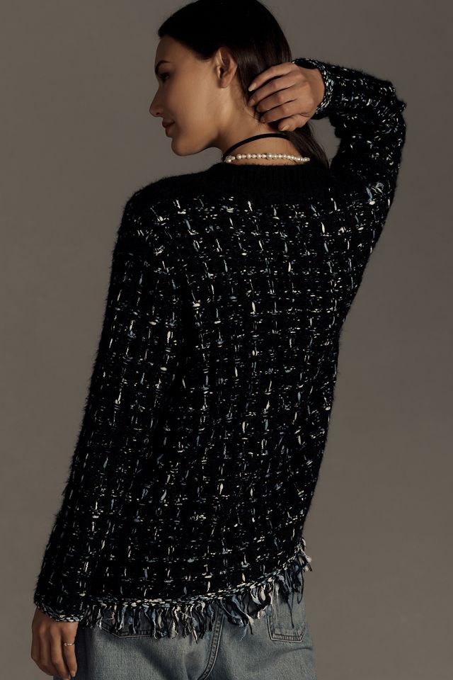 By Anthropologie Tweed Fringe Cardigan Sweater | Anthropologie