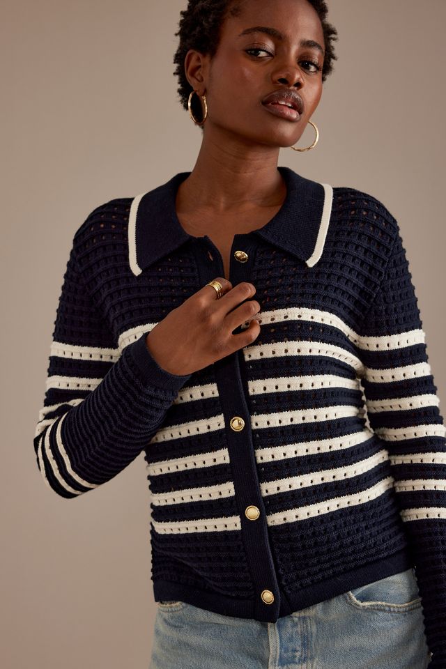Cardigan à rayures en point ajouré #3