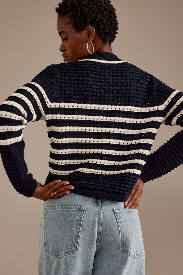 Cardigan à rayures en point ajouré #5