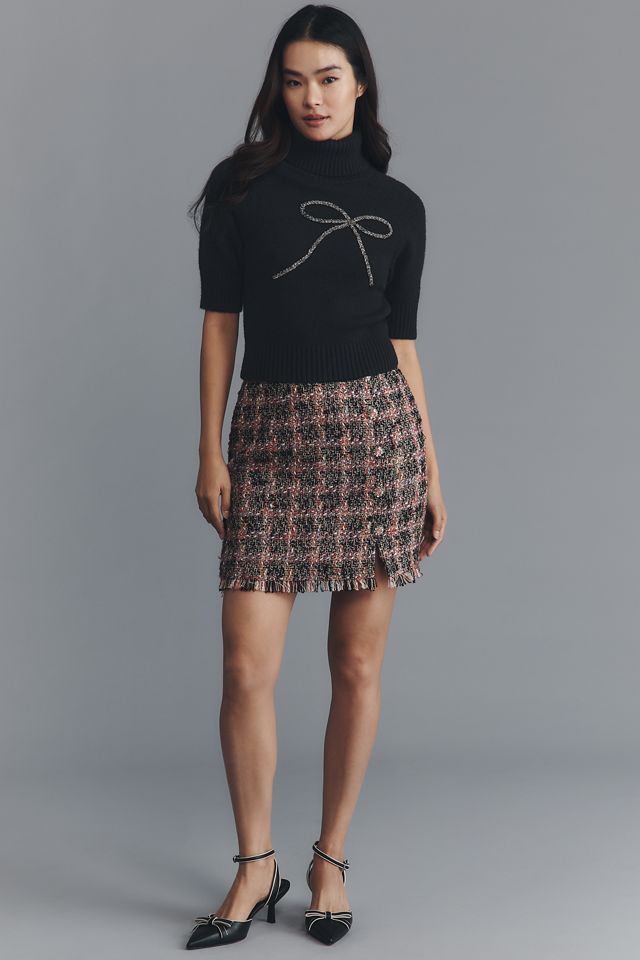 En Saison Merrill Short-Sleeve Bow Crop Sweater #3