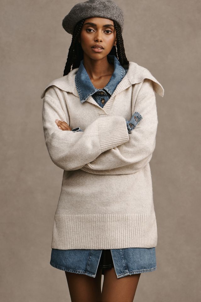 Sanctuary Collared V-Neck Sweater