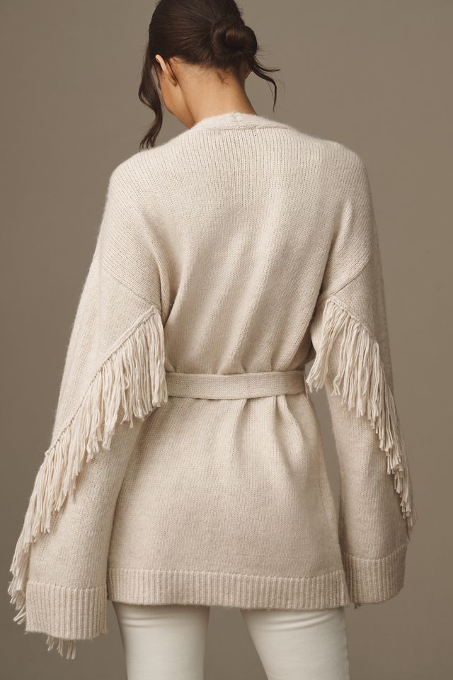 Sanctuary Belted Fringe Long Cardigan Sweater #1