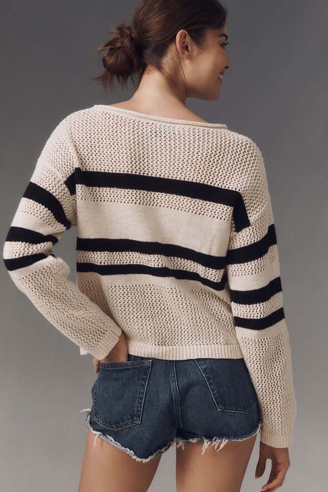 Sanctuary Crew-Neck Open-Knit Sweater #1