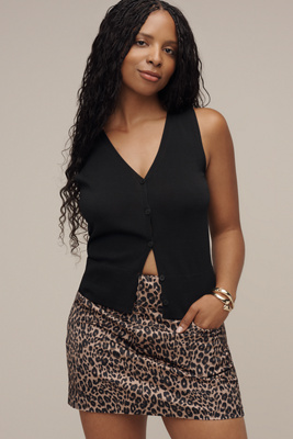 Sanctuary Split-hem Cardigan Sweater Vest In Black