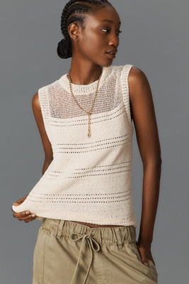 Sanctuary Waves Of Summer Stitched Sweater Tank Top In White
