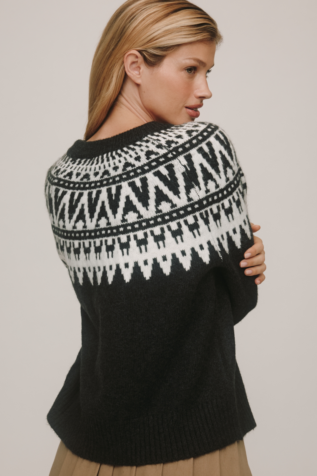 Sanctuary Fairisle Crew-Neck Cardigan Sweater