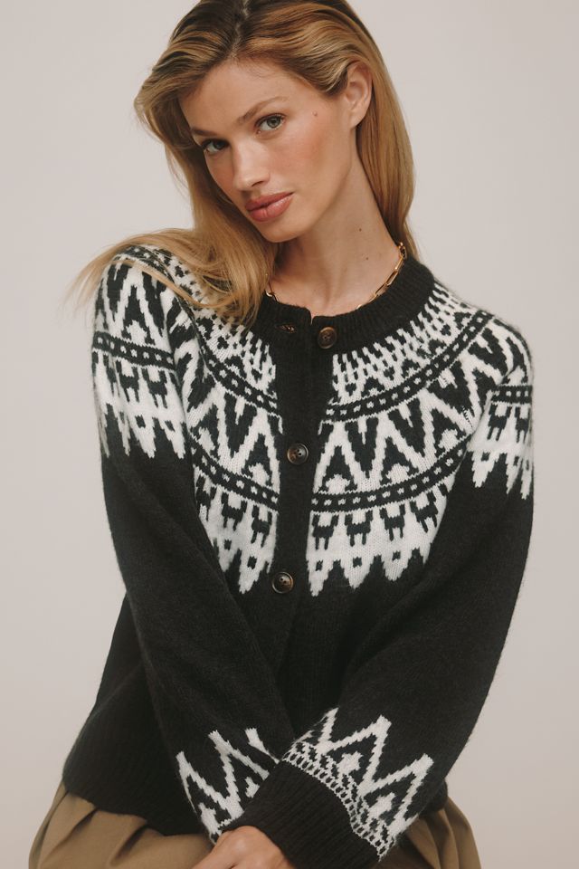 Sanctuary Fairisle Crew-Neck Cardigan Sweater #2