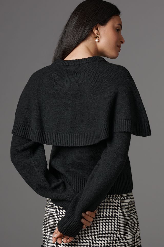 Sanctuary Crew-Neck Cape Cardigan Sweater #1