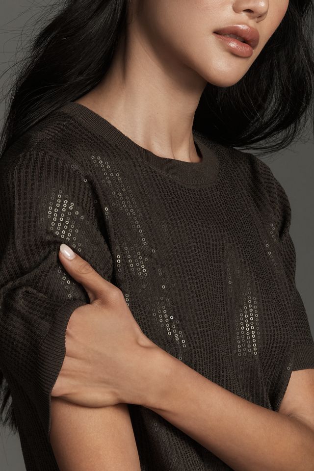 Sanctuary Short-Sleeve Sparkle Sequin Sweater #2