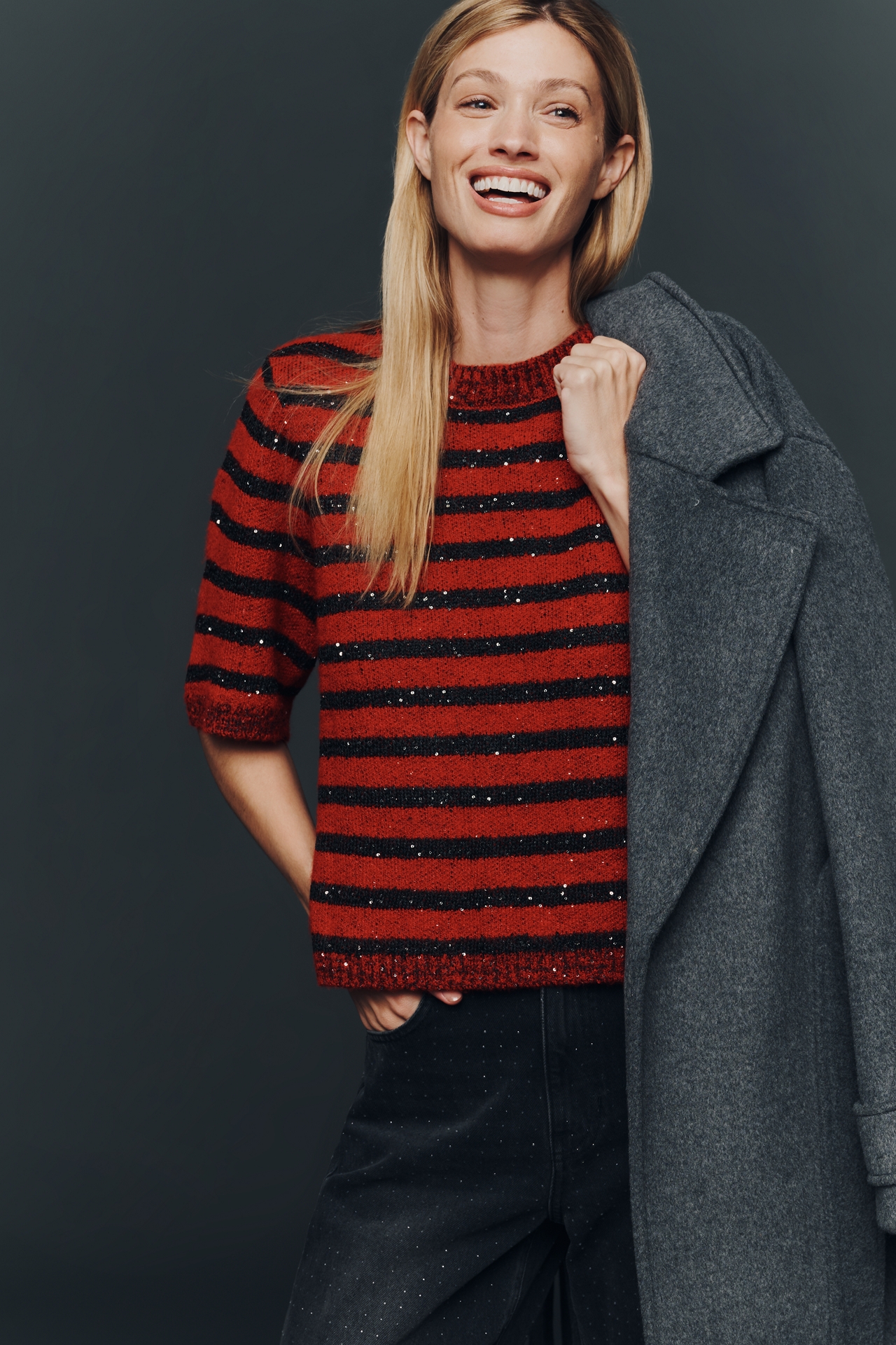 Sanctuary Short-Sleeve Shine Sweater