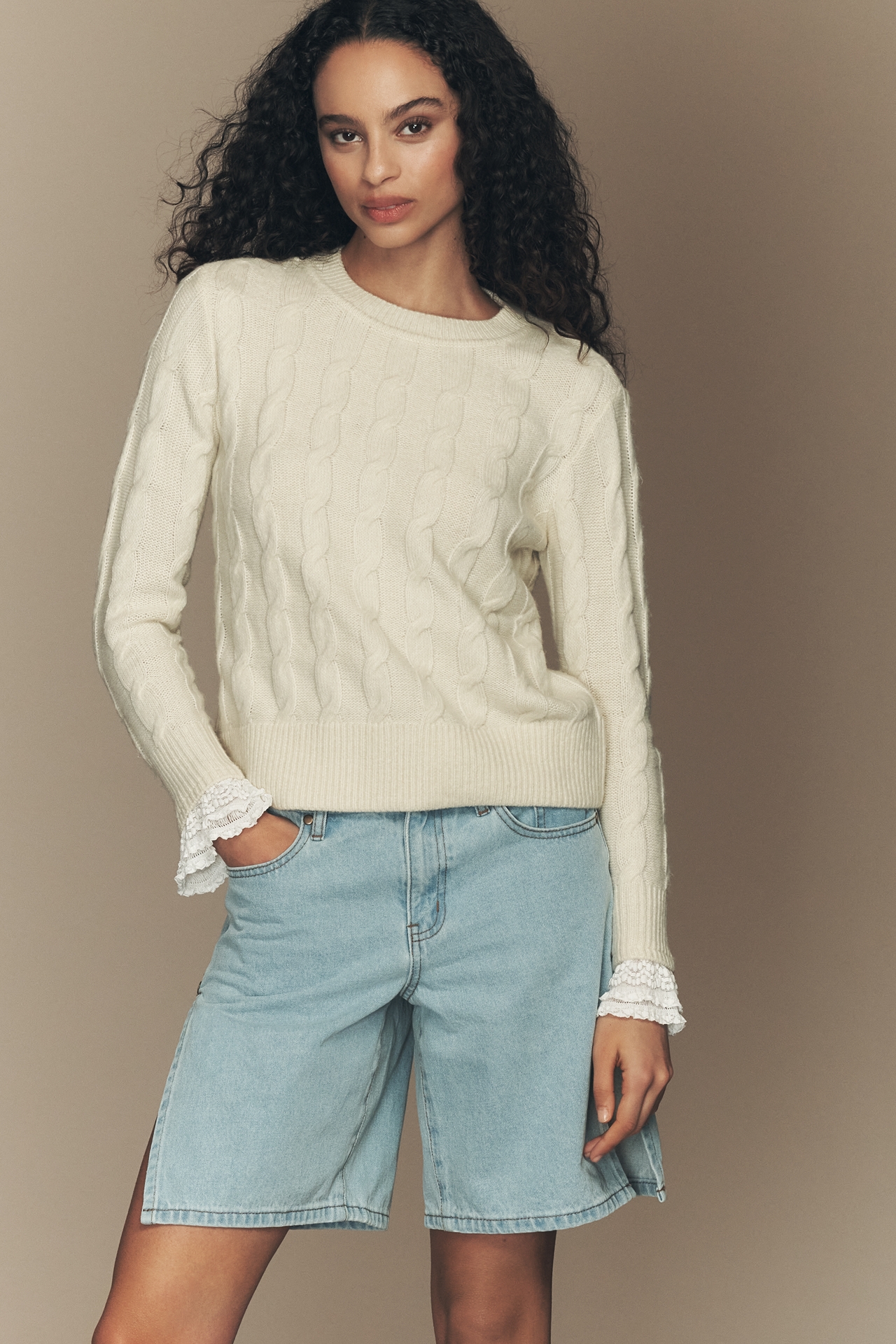 Sanctuary One a Million Crew-Neck Ruffled Sweater