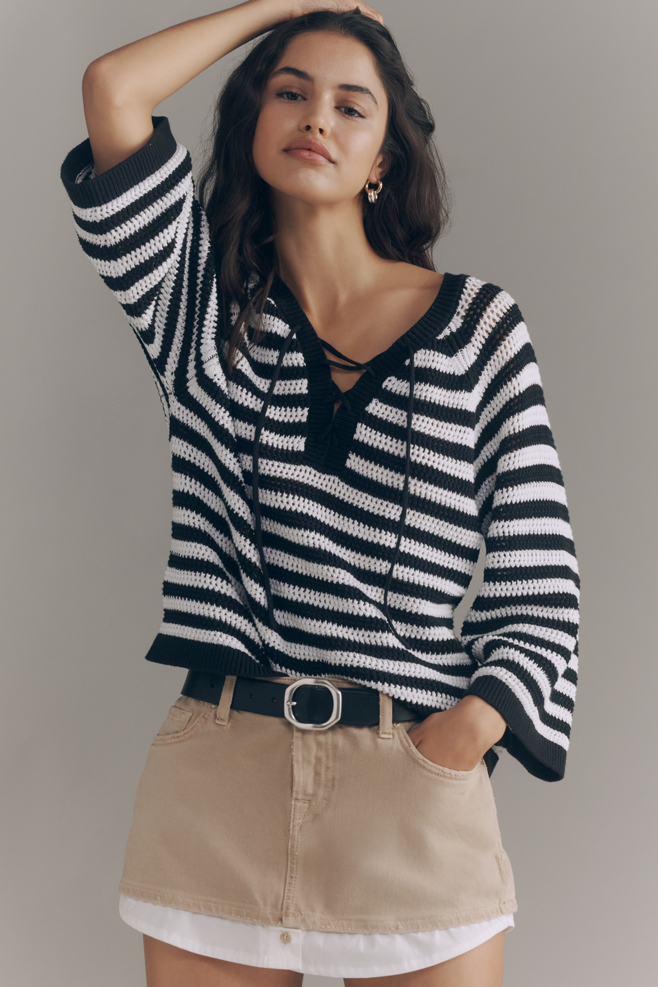 Sanctuary Cotton Lace-Up Sweater