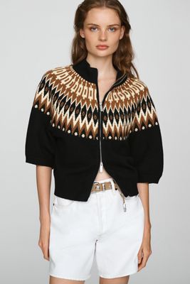Sanctuary Fair Isle Zip-Up Sweater