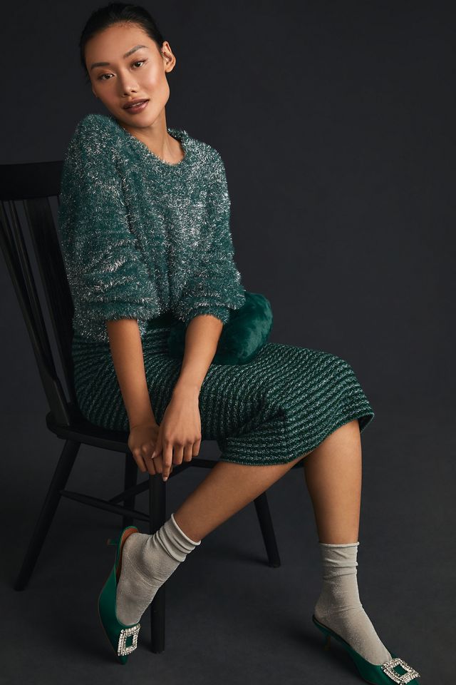Maeve Tinsel Eyelash Sweater #1