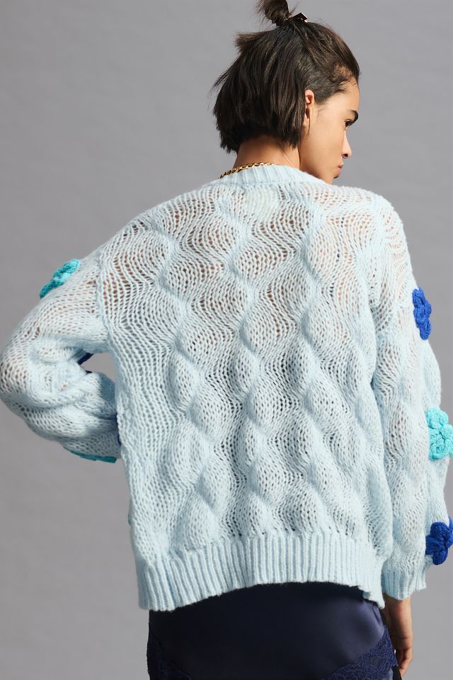 Maeve Floral Appliqué Cardigan Sweater #1
